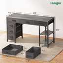 Huuger Computer Desk with 6 Drawers, Office Desk with Shelves, Reversible Gaming Desk, Corner Desk with Storage, Work for Home Office, Study, Living Room, 47inch, Grey