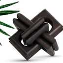 Boho Wooden Chain Links Decorative Object for Coffee Table & Shelf | Handmade Mango Wood Knot Sculpture | Rustic Modern Arch Dcor for Living Room, Entryway, Console,Office Home Accent (Natural)