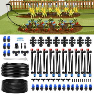240FT Quick-Connect Drip Irrigation System, Automatic Garden Watering System Kit with 1/2" & 1/4" Fast-Lock Fittings, Adjustable Sprinklers for Raised Beds, Garden, Greenhouse, Lawn (2 Boxes)
