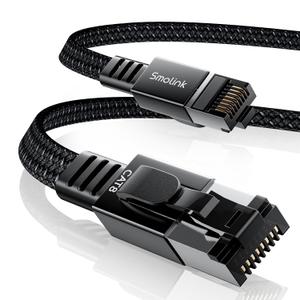 Smolink Cat 8 Ethernet Cable - 100ft 40Gbps 2000MHz RJ45 LAN Network Patch Cord, Nylon Braided High Speed Internet Cable, Heavy Duty Shielded SFTP Cable for Router Modem Gaming PC PS5 Xbox