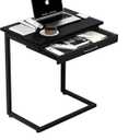 C Shaped End Table, Small Couch Side Table with Drawer, for Living Room, Bedroom, Magazines, Computers, Coffee, Small Objects Storage, Black