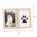 Pet Memorial Double Picture Frame with Paw Print Kit, Natural Wood, Includes Black Ink Pad and Print Papers (Brown)