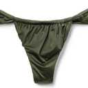 CALZEDONIA Woman's String Brazilian Swimsuit Bottom Shiny Satin (Large, Green - Dark Green)
