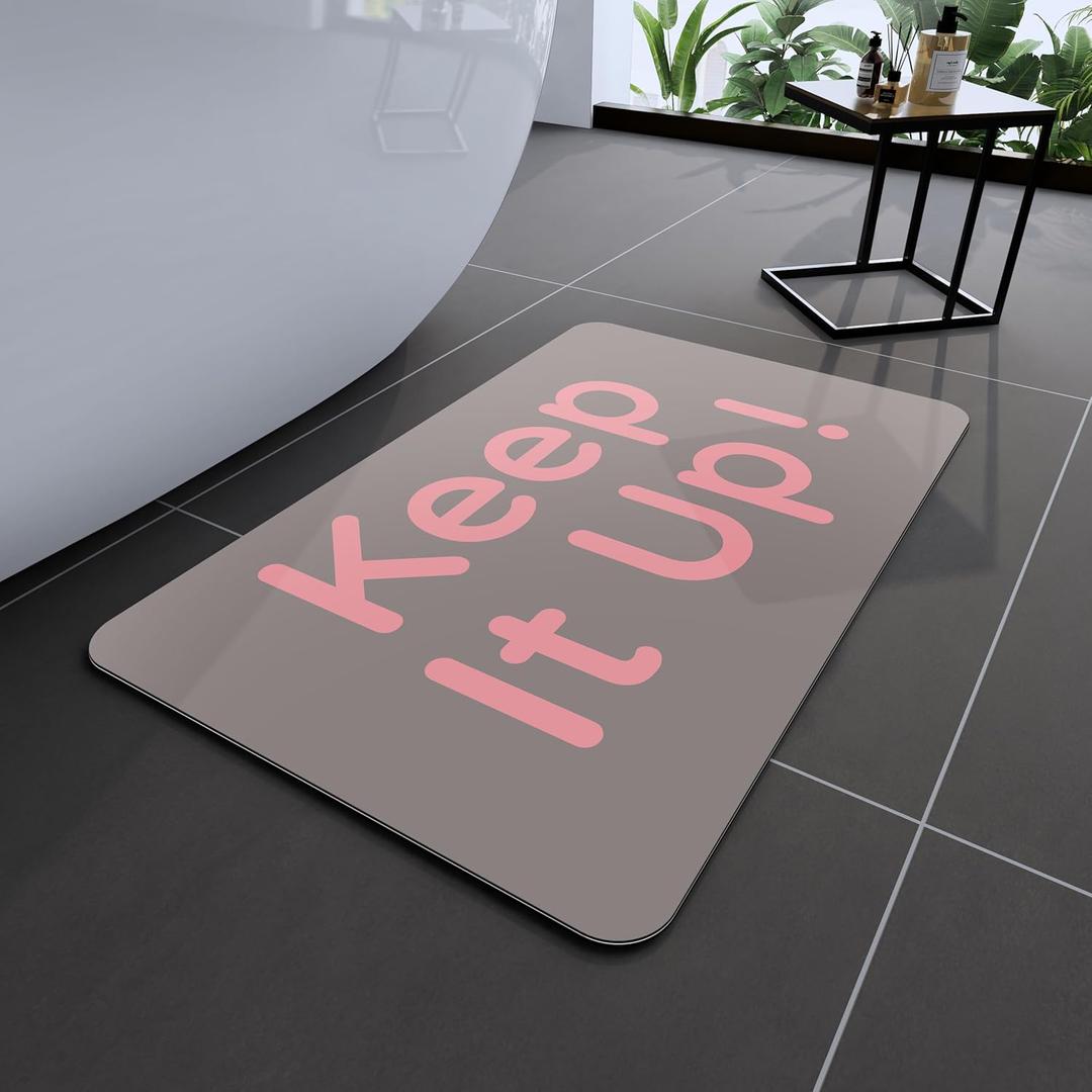 Bath Mat, Bathroom Mat Rugs Super Absorbent Shower Mats Non Slip Quick Dry Thin Rubber Mats for Bathroom Floor Fit Under Door, Shower Rug for Bathtub, Shower, Beige (2'3" x 1'5" (Rectangular), Rectangle Pink-grey)