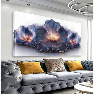 Flower Abstract Wall Art Canvas Art Wall Decor Prints Picture Landscape Purple Flowers Painting Floral Wall Art Print Bedroom Bathroom Office Home Decor 48" X 24" Ready To Hang