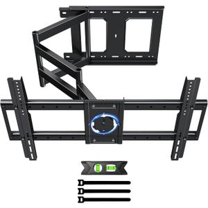 Long Arm TV Wall Mount with 180Swivel and Tilt +5/-20 Level Adjustment, TV Bracket Screen with Rotates 90 for TVs 37-75 InchesFits 8"-16" Wood StudsHold up 132LBS,Max VESA 600x400mm