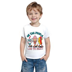 Canis Toddler Boys Girls 4th of July T-Shirt We The People Like to Party Independence Memorial Day Short Sleeve Shirt (1-2T,White Party) (White)