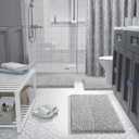 Dark Gray and Light Gray Bathroom Rugs 27.5"x19.6",Extra Soft Absorbent Thick Shaggy Bath Mat, Non Slip Quick Dry Bath Mat, Machine Washable bath rugs for bathroom, Microfiber Rugs for Shower Bathtubs