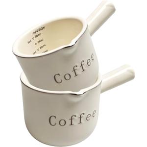 2Pcs Ceramic Espresso Measuring Cups, Espresso Shot Mugs & Coffee Accessories, for Brewing & Measuring (White)