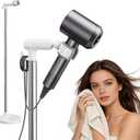 Floor Standing Hair Dryer Stand Holder, 360 Degree Rotating, 17 in - 51 in Height Adjustable Blow Dryer Stand Hands Free Works for Frozen Shoulder, Arthritis, & Wrist Pain Relief-Stand Type