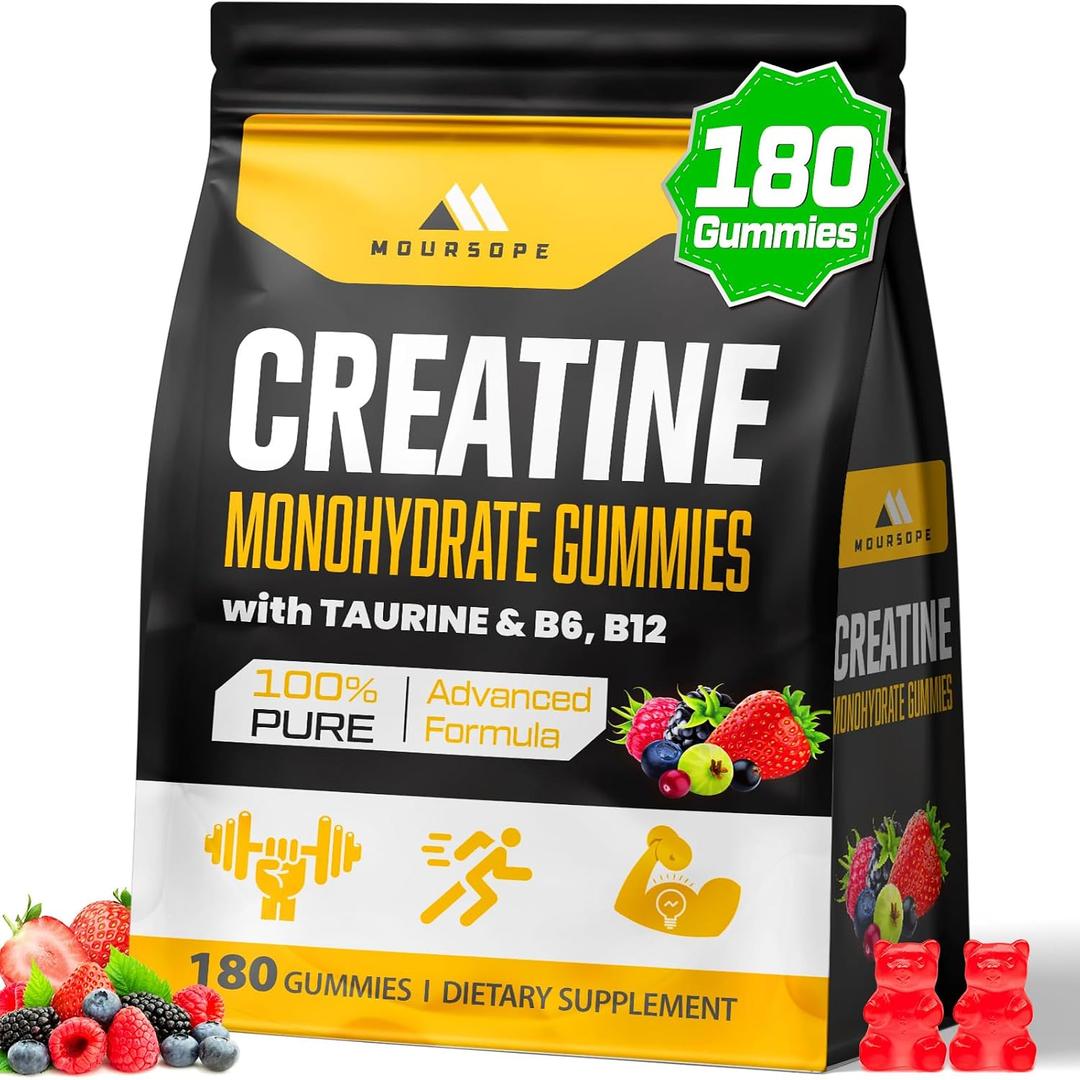 (180 Count) Creatine Monohydrate Gummies for Men & Women - Creatine Pre Workout Gummies for Muscle Builder, Muscle Strength, Recovery, Endurance, Energy, Creatine for Women & Men, Vegan, Mixed Berry, BB Dec 2028