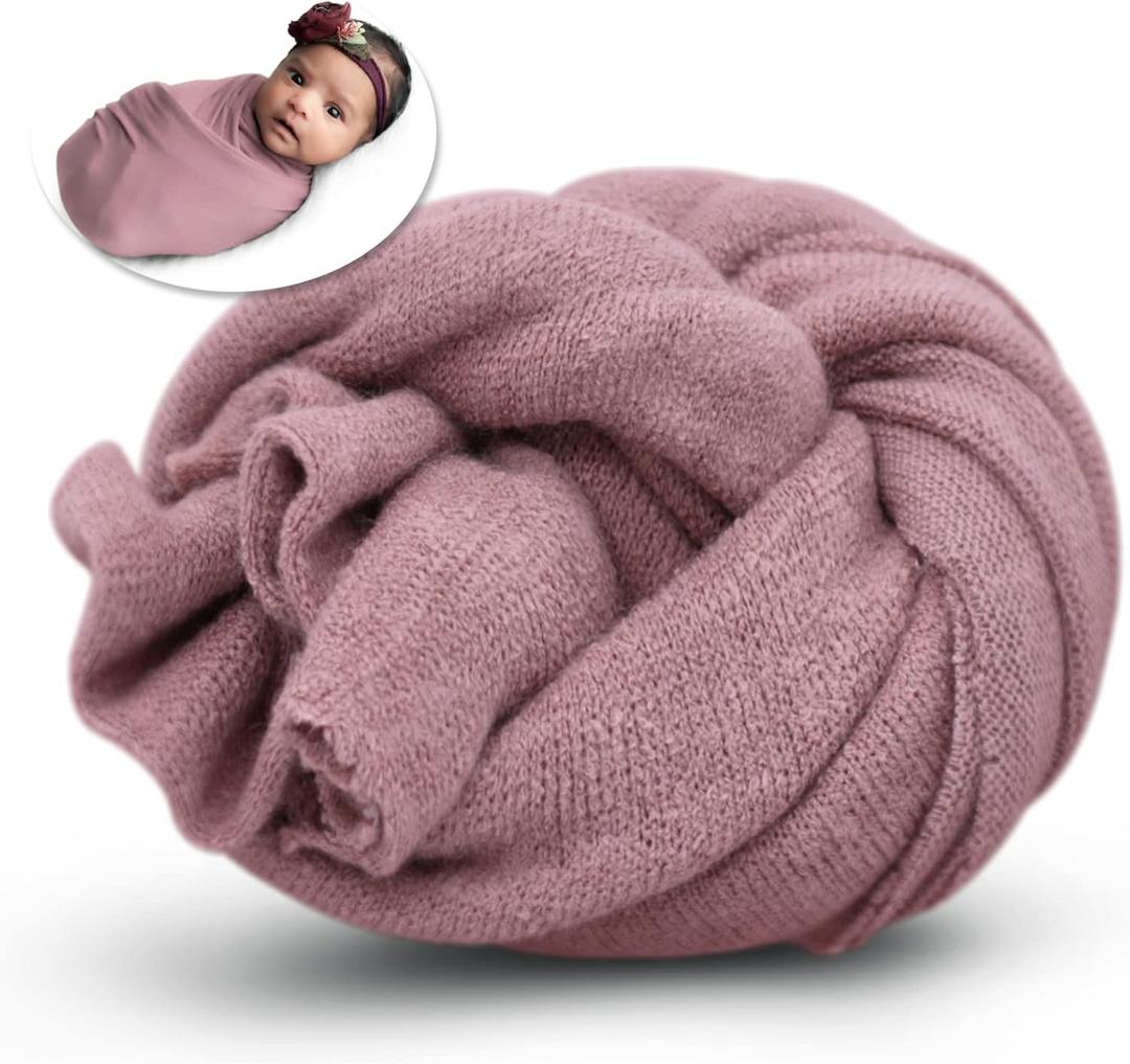 Newborn Posing Wrap Newborn Photography Props Soft Stretch Knit Blanket Handmade Wrap for Baby Boys Girls Photoshoot (Dirtypink)