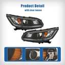 Silscvtt Headlights Front Head Lamps Replacement for 2013-2015 Honda Accord 4-Door Sedan Halogen w/o DRL Headlights Headlamps Pair Passenger Driver Side