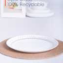 10.5 inch Dinner Plate Set of 6, Lightweight Round Opal Glass Dinnerware Plates, Dishwasher and Microwave Safe, Black Modern Speckled Design (Galaxy)