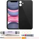 Back Cover Glass Replacement Compatible with iPhone 11 6.1 inches with Repair Tool Kits (Black)
