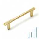 FNFAI 10 Pack Gold Cabinet Handles 5 Inch(128mm) Hole Center Brushed Brass Cabinet Pulls Gold Dresser Drawer Pulls-Door Hardware Handles for Kitchen Bathroom Bedroom Furniture