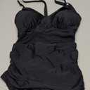 BMJL Women's One Piece Swimsuits Tummy Control Bathing Suit Slimming Sexy Mesh Swimwear(Black,XL)