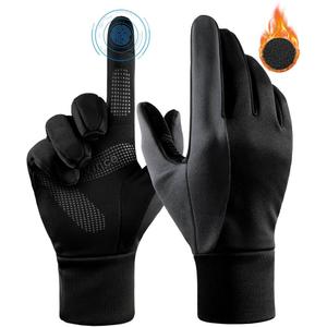 Windproof Winter Gloves Men and Women Touchscreen Full Cover Running Gloves , Gray, M