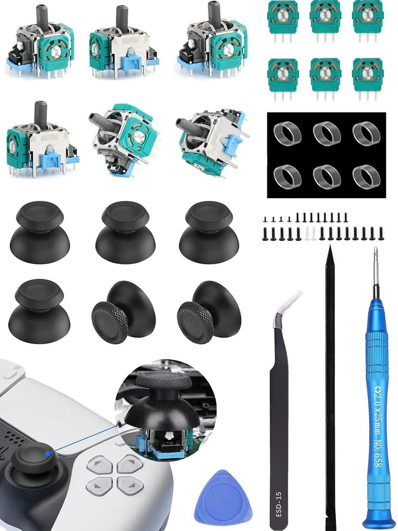 Ps5 Joystick Replacement for Sony PlayStation 5 Ps5 Controller Repair Kit for Ps5 Analog Stick Replacement 3D Sensor Module Joystick for Dual sense Ps5 Controller joystick Replacement Accessory (6Pack)