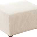 Flamingo P Oversized Ottoman Slipcover Sofa Spandex Jacquard Stretch Storage Ottoman Slipcover Protector Covers (X-Large, Biscotti Beige)