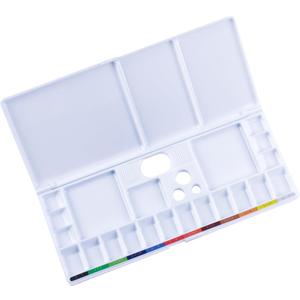 2 x Foldable Watercolor Palette with Thumbhole, 18 Wells 3 Mixing Areas | Imitation Ceramic Material, Premium Paint Pallet with Lid for painting and outdoor plein air painting