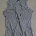 Womens High Neck Tank Tops Sleeveless Ribbed Exposed Seam Curved Hem Slim Fit Fashion Summer Top Shirts, Medium