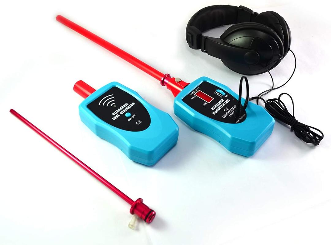 allsun Ultrasonic Leak Detector Diagnostic Stethoscope 36-44kHz Air/Contact Probe,Kit w/Rotary Volume,Tone Generator,Find Vacuum Gas Seal Faults,Auto& Industrial Leak Detection Tool