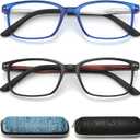 Reading Glasses for Men with Spring hinges 1.50 Rectangulart Computer Readers with Blue Light Protection and Case
