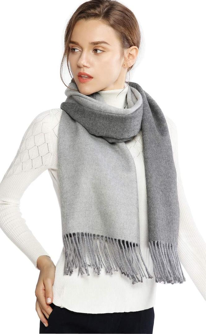 RIIQIICHY Pashmina Shawls and Wraps for Evening Dresses Scarfs for Women Fall Winter Travel Blanket Scarf Large Warm Scarves (Gray, L)
