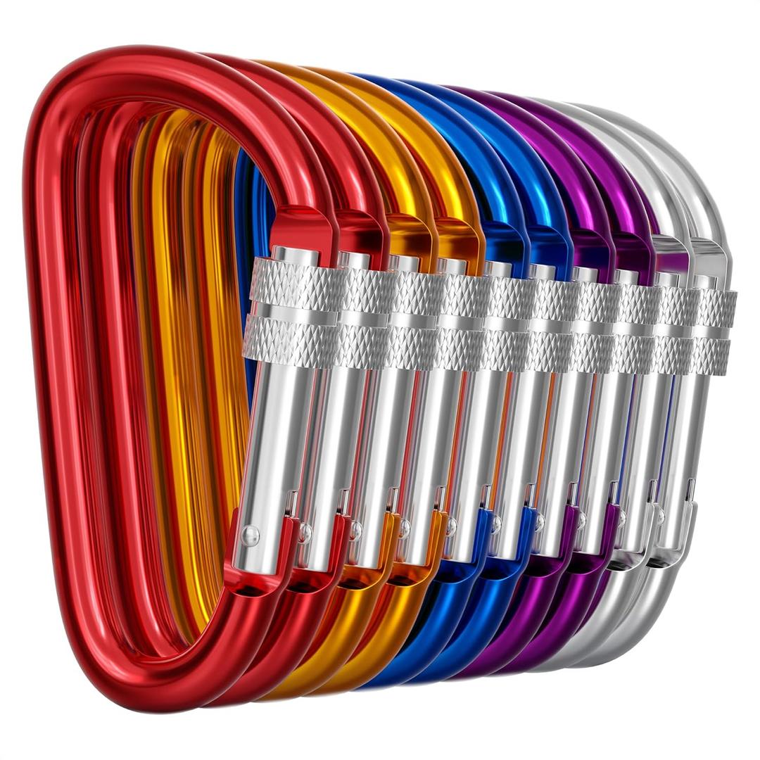 Pack of Carabiners Clips - 10 PCs Aluminum Heavy Duty D Ring Clip Carabiner Multipack - Pack Hiking Clip for Backpack Colored Key Carabiner Clips 3 in