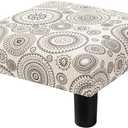 Joveco Small Foot Rest Stool Ottoman, Square Upholstered Fabric Footstool for Couch, Under Desk, Office, Living Room, Printing Beige