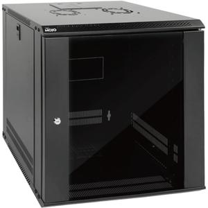 Tecmojo 12U Wall Mount Server Cabinet IT Network Rack Enclosure Lockable Door and Side Panels Black,Cooling Fan,Glass Door,17.7inch Depth,for 19 IT Equipment,A/V Devices