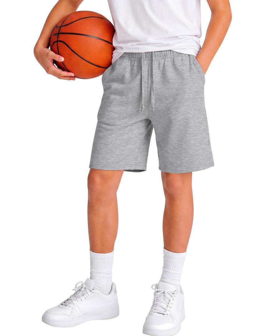 Yooo's Vivi Boy's Shorts with Drawstring, Light Heather Gray, 14-16 Years