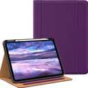 OKP Case for iPad 11-inch (A16) 2025 / 10th Generation 2022, for ipad 11th / 10th 10.9 inch with Multi-Angle Viewing PU Leather Stand Cover with Pencil Holder & Pocket, Auto Sleep/Wake, Dark Purple