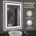 LOAAO 20"X28" LED Bathroom Mirror Black Framed, Anti-Fog, Dimmable, Lighted Bathroom Vanity Mirror for Wall, Memory Function, Tempered Glass