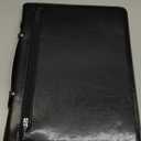 Vegan Leather Portfolio with Hidden Handle, Zippered Front Pocket, Business Padfolio for Men and Women, 8.5 x 11 Legal Pad Notebook Holder, Office Letter Notepad Folio, Black (Regular)