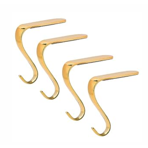 Christmas Stocking Holders Xmas Fireplace Hanger Hooks Set of 4(Rust Black)