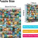 Puzzles for Adults 1000 Pieces Vintage World Travel, Jigsaw Puzzles Landscape Poster Puzzle Landmarks, 1000 Piece Jigsaw Puzzles for Adults 90 Scenics World Scenery