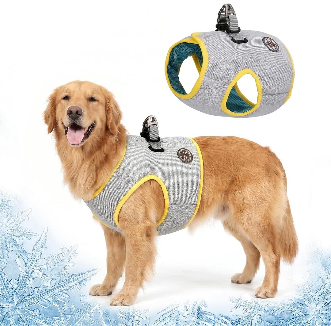 Huafly Dog Cooling Vest with Instant Chill-Heat Reflective Mesh Evaporative Dog Cooling Shirt,Adjustable Quick Release Cooling Harness for Dogs for Summer Walking,Hiking & Hot Weather (XXX-Large)