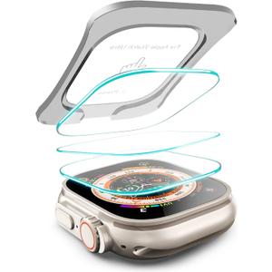 2 x Power Theory Designed for Apple Watch Ultra and Apple Watch Ultra 2 Screen Protector - Easy Install, Premium Full body Protection, Hard Bumper Case with Tempered Glass for iWatch (Black, 49mm)