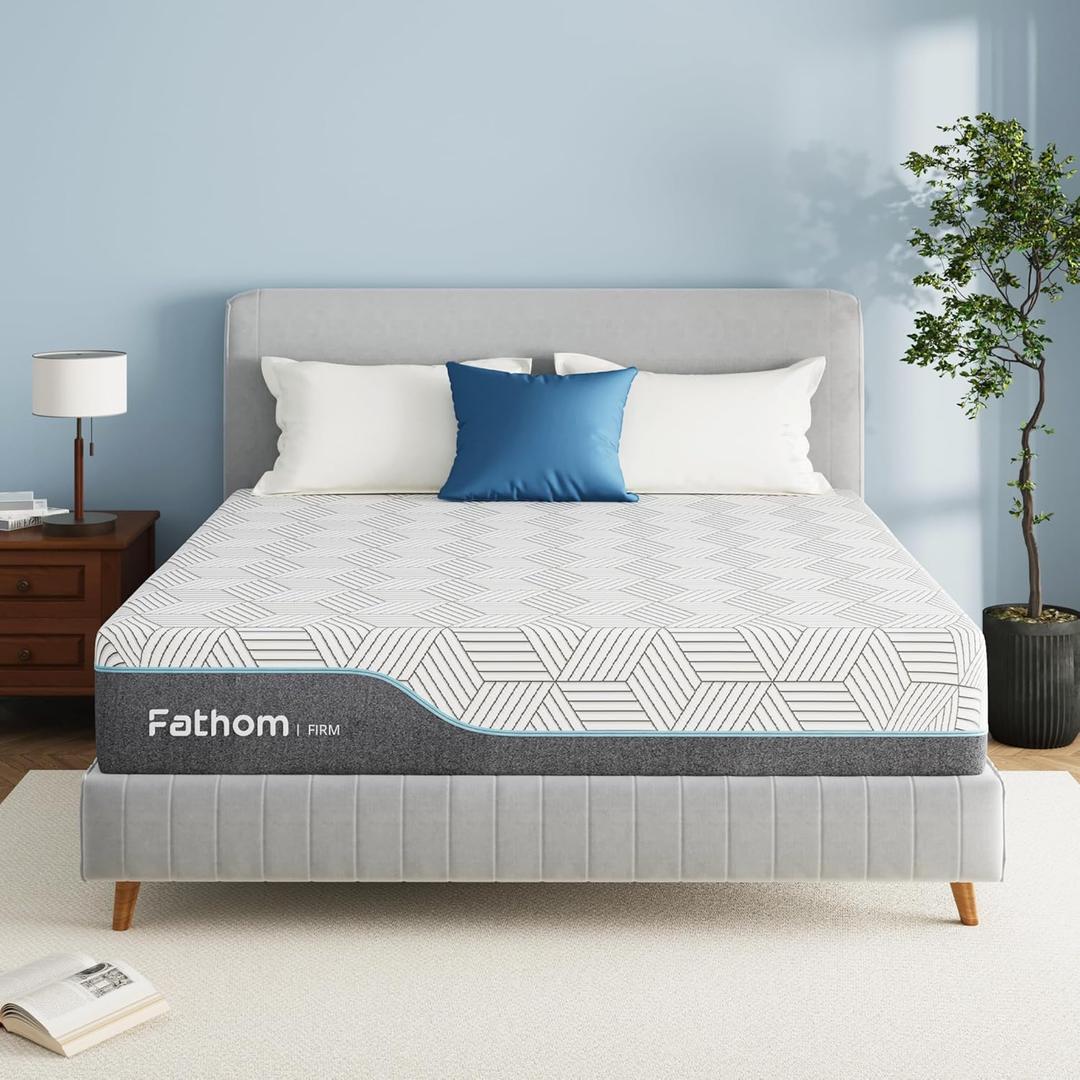 FATHOM Firm Queen Mattress 12 Inch Memory Foam Mattress Queen Size Bed in a Box for Back Pain Relief and Cool Sleep with Gel Foam and Removeable Fiberglass Free Cover, CertiPUR-US Certified