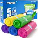 FORID Small Garbage Bags - 5 Gallon, Trash Can Liner for Home, Office, Bathroom, Bedroom, Waste Bin (5 Colors 150 Bags) - Durable & Thick Trash Bag Multi Colored