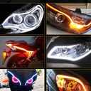 Qasim 24inch LED Daytime Running Light Sequential Guide Turn Signal Light White/Amber Flexible Car Light Strip Switchback 60CM-2Pack
