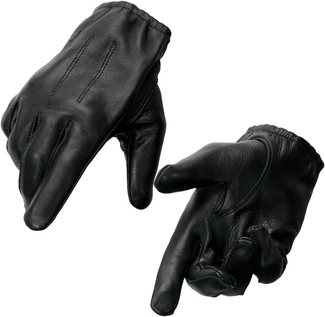 Milwaukee Leather SH887 Men's USA Deerskin Black Leather Unlined Lightweight Motorcycle Riders Gloves (X-Small)