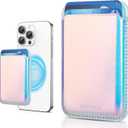 KRTALS Magnetic Wallet Cell Phone Card Holder for Phone Case with Mag-Safe, Stronger Magnetic RFID Leather Phone Wallet Stick on Series of iPhone 17/16/15/14/13/12 and Pro/Promax, Rainbow Color