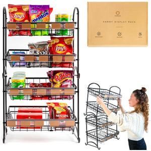 ODOXIA Candy Display Rack | Stackable Candy Organizer | Snack Organizer For Countertop | Snack Shelf And Chip Rack For Stores | Snack Display For Counter | Snack Stand For Office 2-Pack