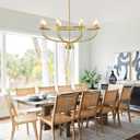 Yunnix 8 Light Gold Chandeliers for Dining Room, Gold Dining Room Chandelier with Extension Chain, UL Listed, Gold Modern Farmhouse Chandelier for Bedroom, Kitchen, Entryway, Foyer Light Fixture