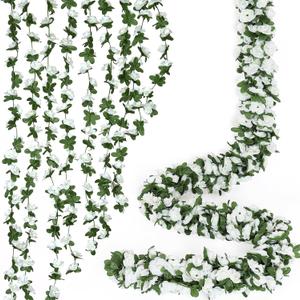 KHOYIME 18 Pack 144 FT Artificial Flower Garland, Fake Red Roses Vines Silk Flowers Faux Plastic Outdoor Hanging Floral Ivy Garland Decoration for Wedding Arch Bedroom Home Wall Backdrop Room Decor (White)