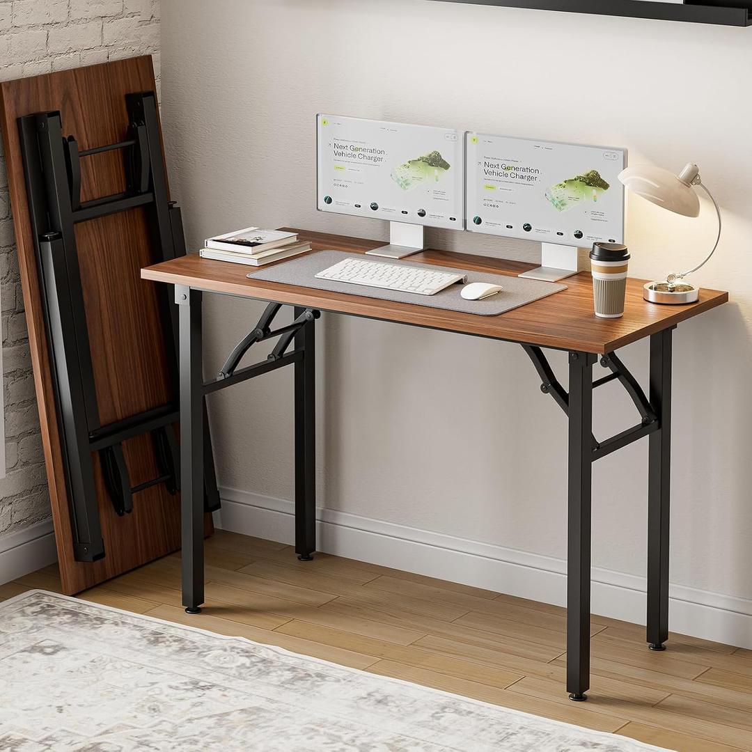 Frylr Small Folding Computer Desk ‚Äì Portable 43.3 Inch Foldable Laptop Table, Collapsible and Compact for Easy and Fast Setup, Lightweight for Small Spaces, Home Craft and Study Use, Dark Walnut