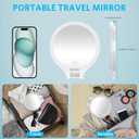 WEILY Magnifying Makeup Mirror 10X/1X, Travel Mirror with Light, Double Sided Rechargeable Mirror with 3 Color Lights for Makeup, Tweezing, Blackhead and Come Done Removal (White)